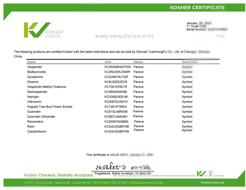 Kosher - Sichuan Yuanhongfu Technology Co., Limited