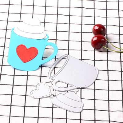 China Europe AAGU Heart Cup Template Scrapbooking Metal Cutting Dies for Card Making Embossing Stencils for DIY Album Decoration for sale