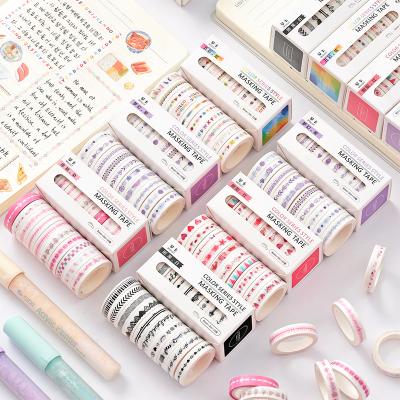 China 10PCS Adhesive Easy-tear AAGU 8MM*3M Scrapbooking Washi Tape Custom Sticker Tape Skinny Decorative Floral Paper Stationery Set for sale