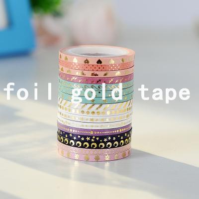 China Thin Gold Foil Paper Rolls 16 Skinny Washi Tape Set for sale