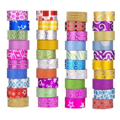 China AAGU Planner Supplier Amaon Ready To Ship 60PCS/Set Glitter Decorative Adhesive Washi Paper Tape Set Set For Scrapbooking for sale