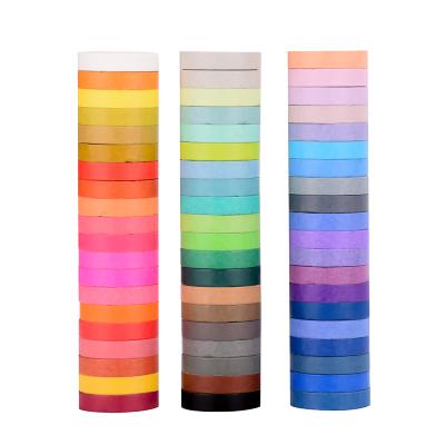 China AAGU 60PCS/Set 8mm*4m Decorative Planner Rainbow Color Adhesive Tape Set Scrapbooking Album Decoration Washi Paper Skinny Tape Set for sale