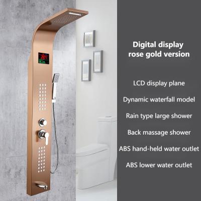 China Without sliding bar applicable to luxury hotels shower panel black shower panel led massage shower hydraulic panel for sale