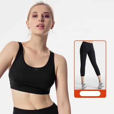 China High Quality Breathable Black Logo Waist Gaiters Sports Suit Custom Made High Yoga Gym Wear Bra And Set For Women for sale