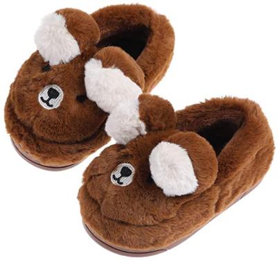 China Fashion Blurred Winter Memory Foam Round Plush Teddy Bear Cartoon Slipper Customized Warm Shoes For Kids for sale