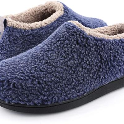 China CUSHIONING High Quality Comfortable Wool Mens Lambskin Felt Memory Foam Slippers With Rubber Sole for sale