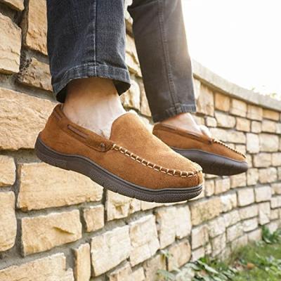 China 2021 Fashion Trend Custom Winter Men's Moccasin Shoes Slippers Warm Indoor Outdoors With Memory Foam Anti for sale