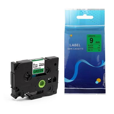 China COMPATIBLE 9mm 8m Tze-721 black on green p contact label tape compatible for PT-D210 PT-D200 PT-D600 PT-H100 PT-H110 for sale