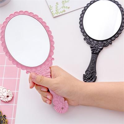 China Lighted Antique Court Mirror Beauty Tool Ways Vintage Makeup Mirror Hand Mirror Oval Round Cosmetic Socket Mirrors for sale