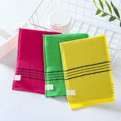 China EXFOLIATING Double Sided Towel Bath Washcloth Korean Exfoliating Body Scrub Portable Shower Towel For Adults Coarse Grain Brush for sale