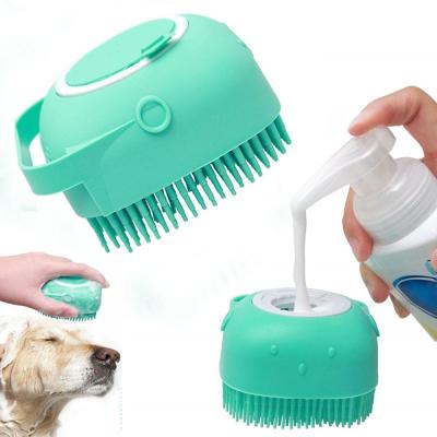 China “All Natural” Dog Cat Grooming Bath Brush Massage Brush with Soft Cats Paw Shampoo Soap and Silicone Clean Dogs Bath Tools for sale