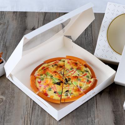 China Recyclable Wholesale Cardboard 16x16 31x31 40x40 Custom Delivery Food Pizza Box With Handle Window for sale