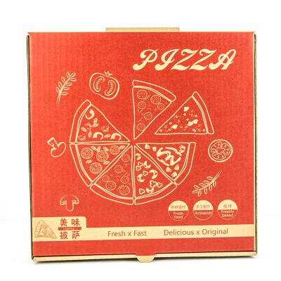 China Recyclable Custom Eco Friendly Normal Folding Kraft Paper Pizza Boxes Folding Rectangular Takeaway Food Packaging for sale