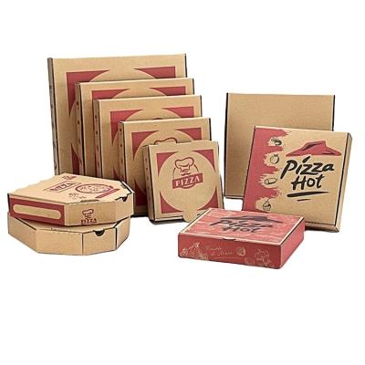 China Cheap High Quality Recyclable Custom Design Different Size Rectangle Corrugated Delivery Pizza Box With Logo for sale