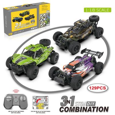 China App Controlled 3 in 1 DIY Car 2.4G Remote Control 1:18 Stem Toy High Speed ​​RC Off-Road Car for sale