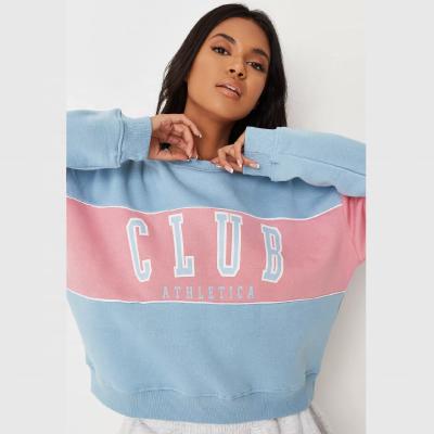 China High Quality Baby Blue Anti-Wrinkle Colourblock Club Athletica Graphic Sweatshirt Women s Lightweight Sweatshirt for sale