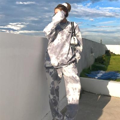 China 2022 Hot Sale Tie Dye Unisex Oversized Sweatshirt Set Anti-Wrinkle Fashion Item Equipment Loungewear for sale