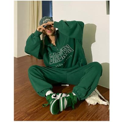 China Anti-Wrinkle Fashion Design Customized Hoodies Heavy 100% Cotton Unisex 2 Piece Set Plus Size Oversized Fit for sale