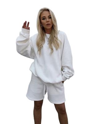 China custom Anti-wrinkle women's unisex hoodie shorts set oversized crew neck design OEM for sale