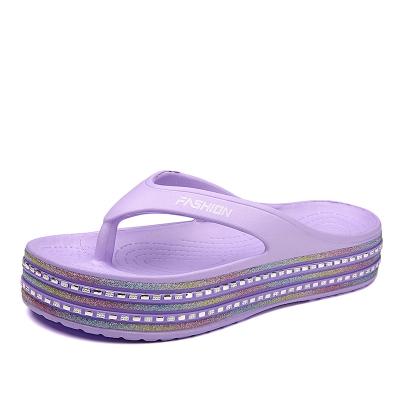 China Lightweight 2022 New Design Women's Breathable Summer Flexible Slippers High Heeled Non-slip Eva Beach Flip Flops Sandals For Women for sale