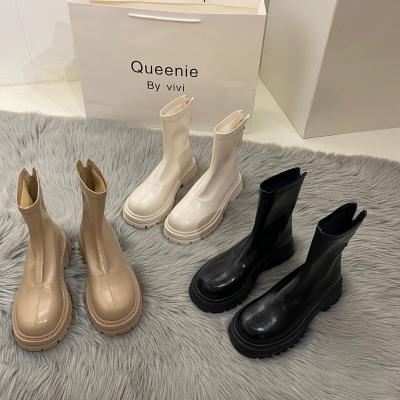 China Deodorization 2022 New Platform Shoes Women Boots Around Ankle Female Botines De Mujer Chelsea Boots Toe Zipper Spring Autumn Fashion for sale