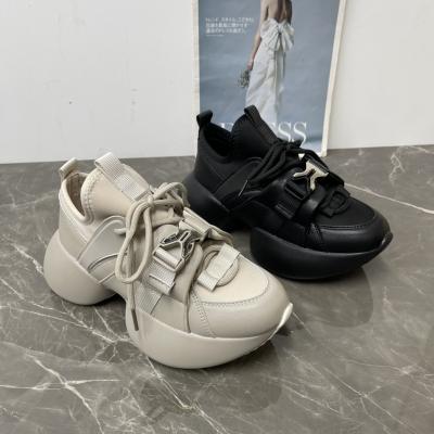 China 2022 Unique Thick Female Chunky Platform Vulcanize Ladies Lace Up Casual Shoes Lace Up Women Sneakers Fashion Trend New for sale