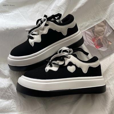 China 2022 Black Canvas Espadrilles Heart Fashion Ladies Shoes Autumn Patchwork Sneakers Ladies Casual Fashion Trend for sale