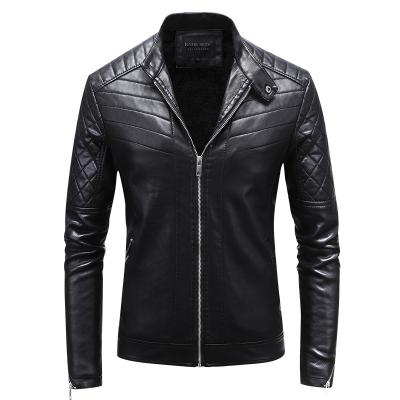 China Custom PU Reflective Jacket Men's Leather Jacket Men's Winter Warm Breathable Faux Leather Jacket Men's Motorcycle for sale