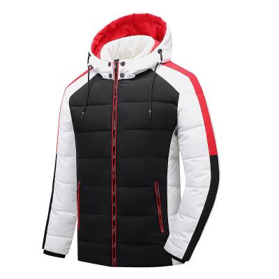 China Custom Made Men's Plus Size Contrast Breathable Padded Coats Bubble Stripe Hooded Jacket Winter Warm Men's Jacket for sale