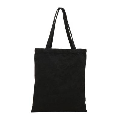 China Customized Reusable Handled Canvas Tote Bags Black Handle Cotton Customer Logo Canvas Tote Bags Cheap Canvas Shopping Bag With Logo for sale