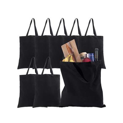 China Wholesale Black Custom Handled Canvas Shopping Bags Logo Folding Canvas Cotton Tote Bag for sale