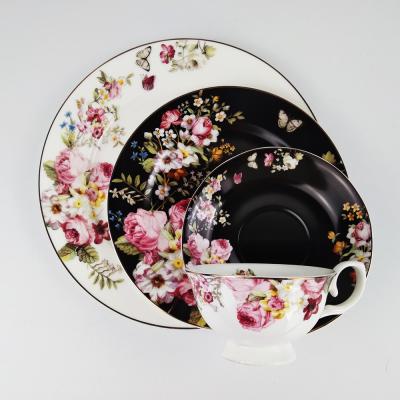 China Sustainable Eco Friendly European Porcelain Dinnerware Dinnerware Sets Bone China Ceramic Dinnerware Sets for sale