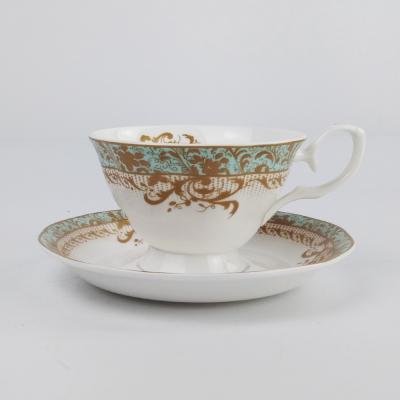 China Dishwasher Sustainable Safe British Bone China Style Ceramic Milk Travel Coffee Tea Cup And Saucer Set for sale