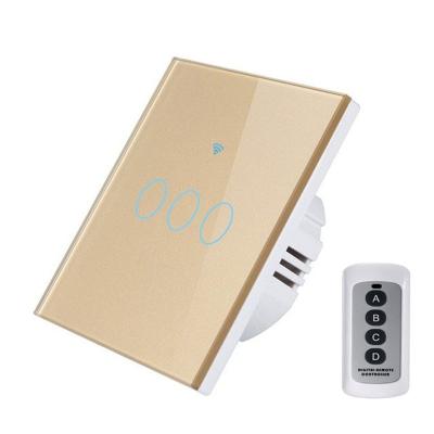 China Waterproof Fireproof Wireless Remote Control 1/2/3/4 Way Touch Scratch RF Wifi Smart Switch 2 Band Glass Wall Switch for sale