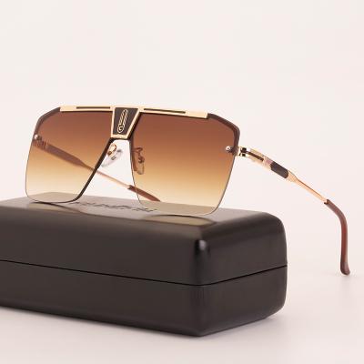 China Oversized Square Sunglasses 2021 New Vintage Round Metal Sunglasses Men Retro Fashion for sale