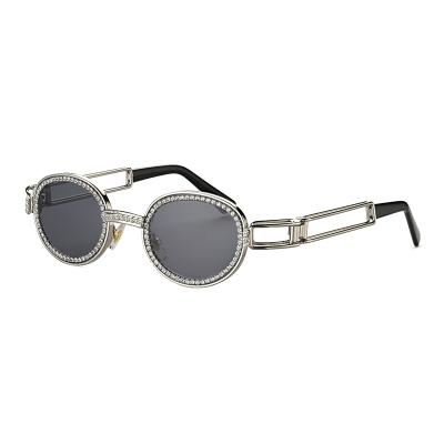 China Fashion Sunglasses 2021 New Round Frame Sunglasses Women Diamond Inlaid Sunglasses Women Fashion Shape Sunglasses for sale