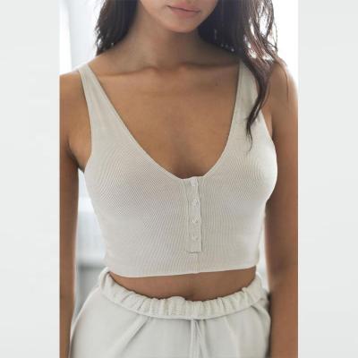 China High Quality QUICK DRY Rib Sleeveless Breathable Stretchy Crop Top For Women for sale