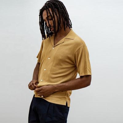 China Casual Short Sleeve Knitted Rolling Shirt Knit from100% Lenzing Biodegradable Finished With Tonal Pearly Buttons Shirt for sale