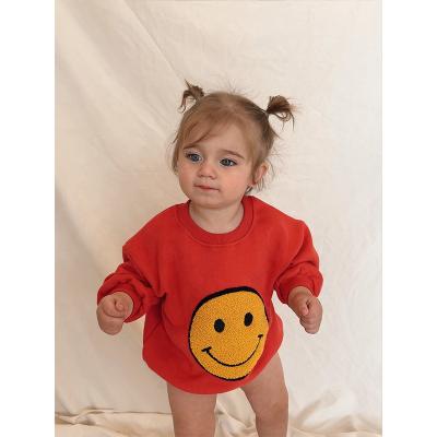 China Premium 100% Cotton Organic Cotton Fleece Anti-Shrink Happy Smiling Baby Onesie for sale