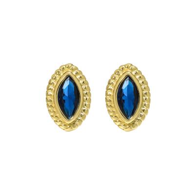 China Wholesale Jewelry TRENDY Vintage Sterling Silver Blue Zirconia Earring For Party for sale