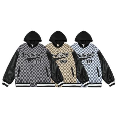 China 2021 High Street QUICK DRY Fashion Use 100% Polyester Knitting Mens Long Sleeve Plaid Track Hooded Jacket With Zipper Design for sale