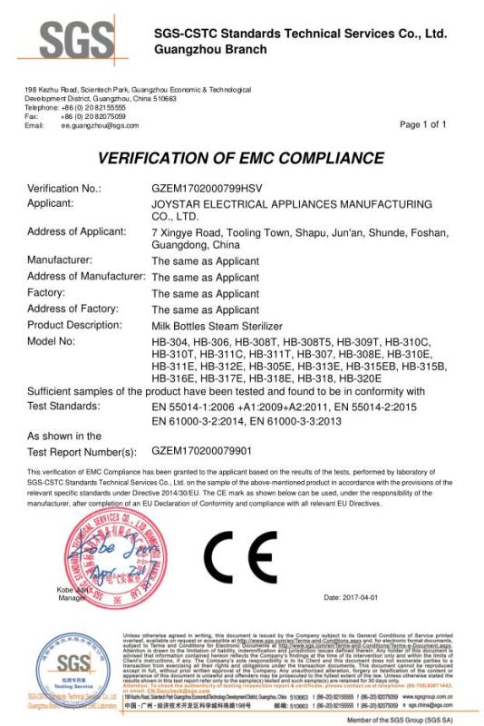 EMC - Joystar Electrical Appliances Manufacturing Co., Ltd.