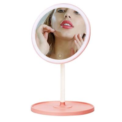 China Hot Selling Best Quality LED Lighted Beauty Desktop Touch Screen Makeup Portable Mirror With Led Light Smart Flat Mirror for sale