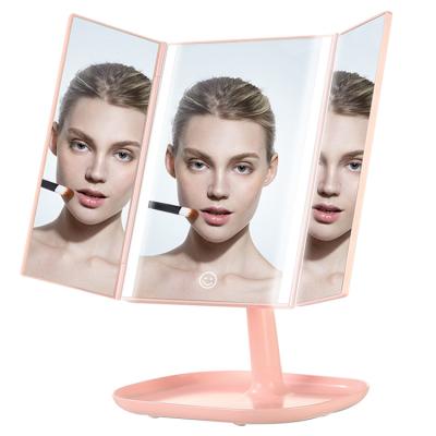 China Fashion Lighted Top Round Led Stand Mirror Makeup Light Hollywood Mini Cosmetic Smart Custom With for sale