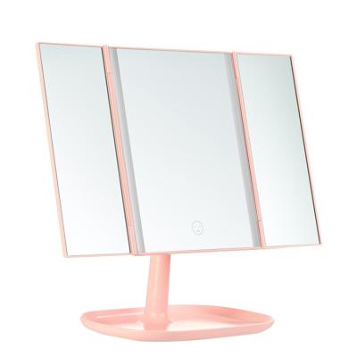 China Wholesale Lit Led Stand Mini Personal Portable Mirror For Light Hollywood Phone Socket 2022 Cosmetic Line Makeup for sale