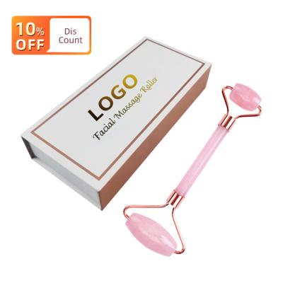 China Portable Luxury Original Jade Roller Anti Aging Tool Rose Quartz Crystal Roller Gua Sha Wrinkle Remover Best Scratch Face Set Jade Roller for sale