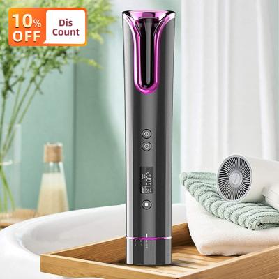 China Wireless Hair Care Private Label Mini Professional Rotating Wireless Curling Iron Hair Curler No Heat Automatic Hair Curler for sale