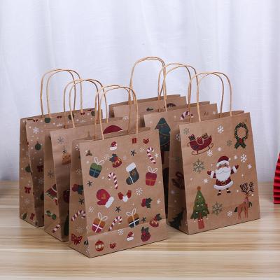 China Wholesale Custom Eco-friendly Logo Printing Recycled Reusable Food Store Christmas Party Gift Wrapping Paper Bag With Your Own Logo for sale