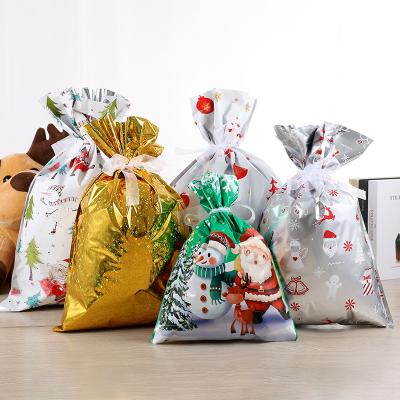 China Hot Selling Eco - Friendly Santa Sack Christmas Drawstring Candy Gift Bags Recyclable for sale