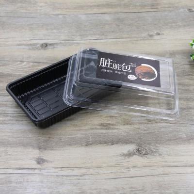 China Clear Black Rectangular Plastic Disposable Wholesale Disposable Food Grade Bento Cake Boxes for sale